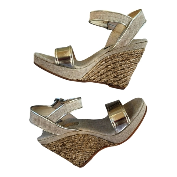 MAYPOL‎ Pewter Espadrille Wedge Ankle Strap Sandals - Picture 9 of 12